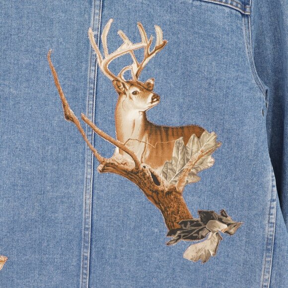 Upcycled Denim Barn Jacket Deer Camo Embellished Vintage Ralph Lauren - Picture 5 of 10